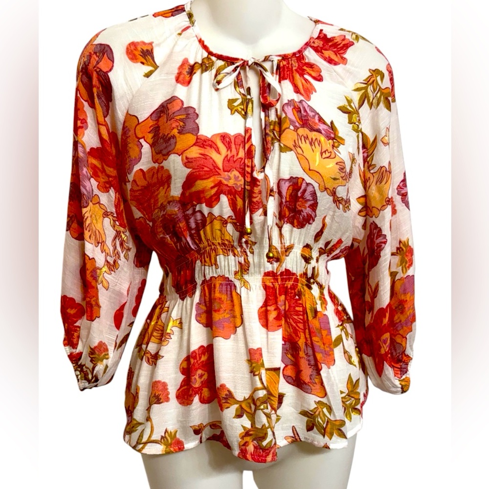 NWT *RARE * Gorgeous Harve Bernard Floral Edit Long Sleeve Blouse Size Medium